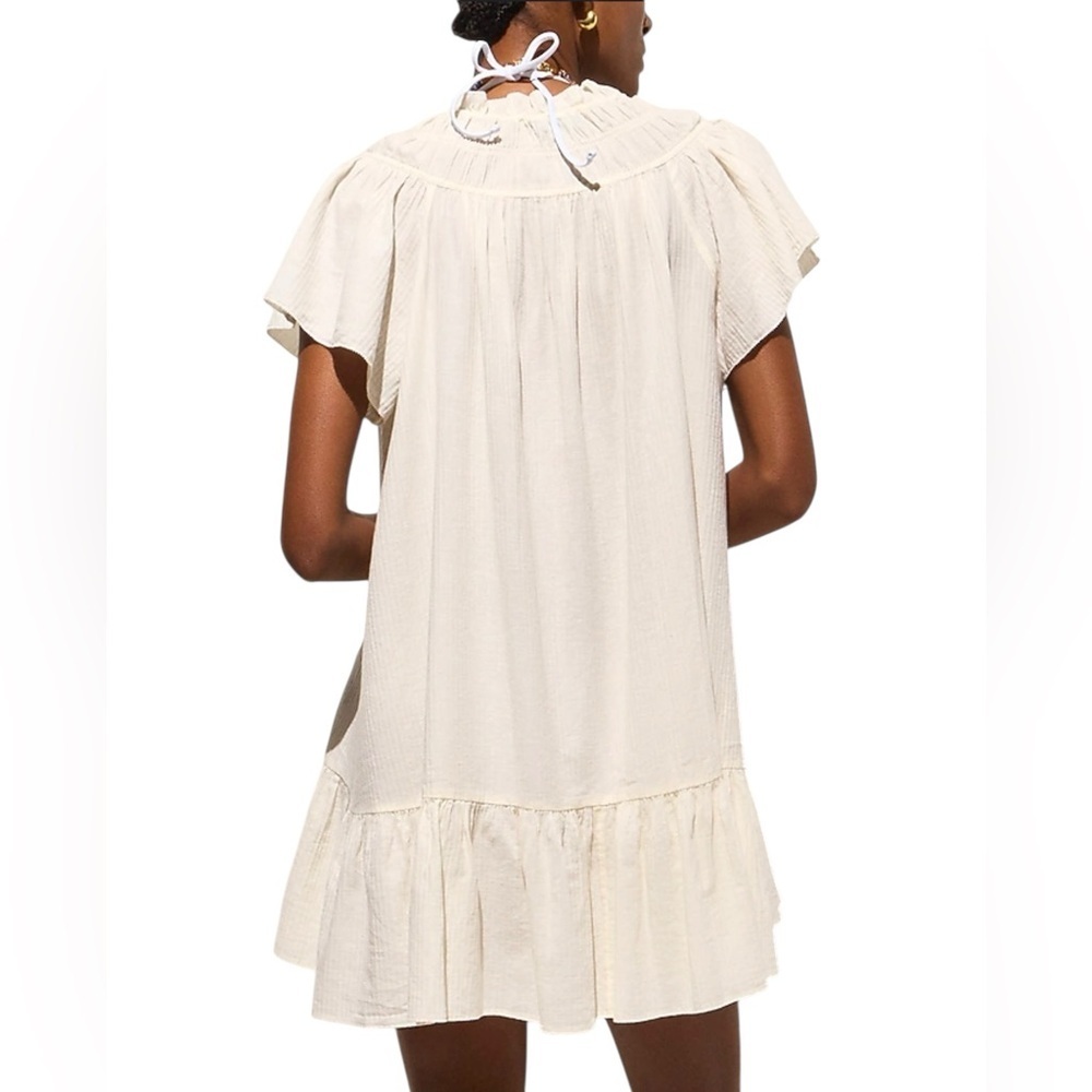 J. Crew Airy Gauze Cotton Babydoll Dress NWT L Natural Ivory - Picture 3 of 10
